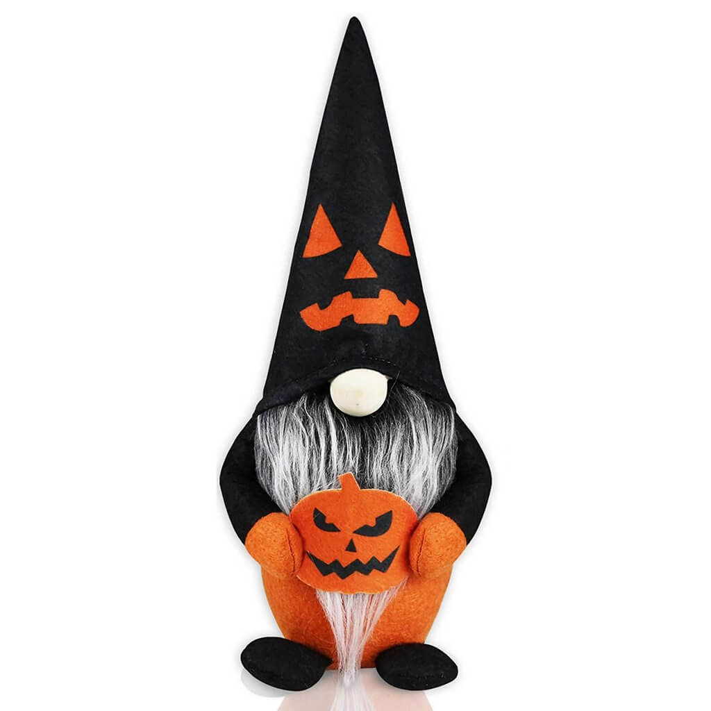 Halloween Wizard Gnome Holding Pumpkin Shelf Sitter