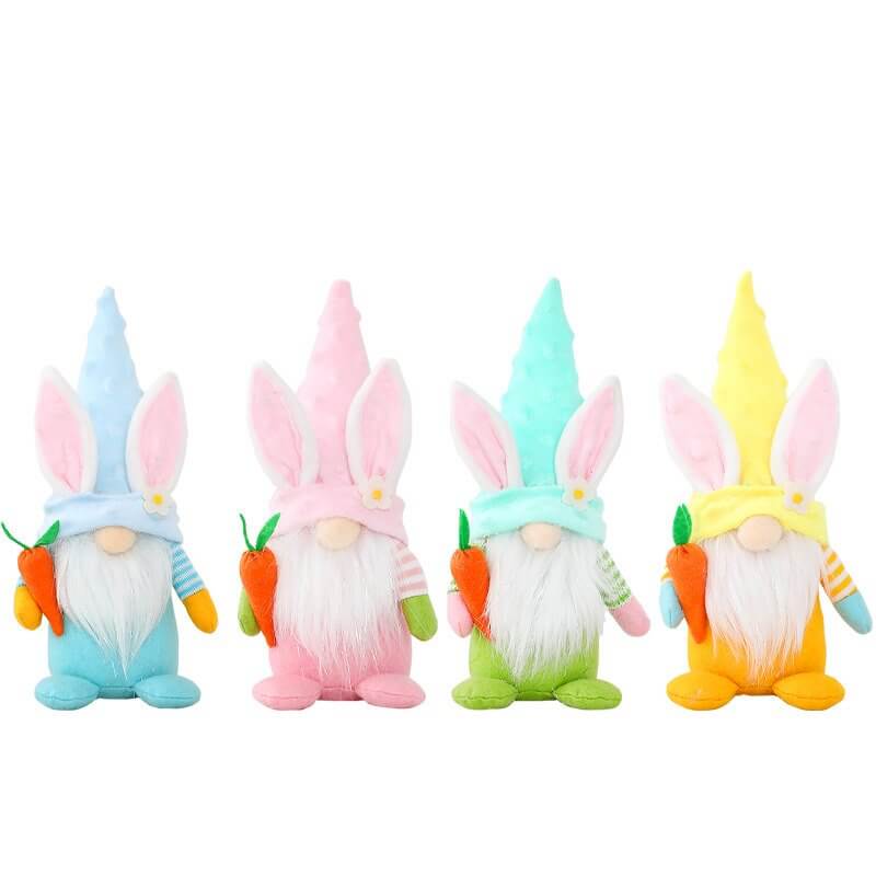 Plush Faceless Easter Bunny Gnome Holding Easter Carrot Shelf Sitter - M