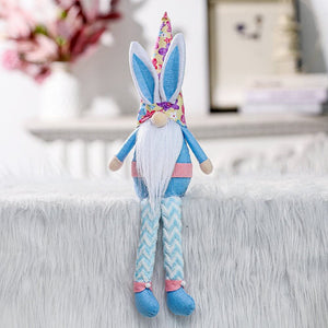 Plush Scandinavian Easter Bunny Rabbit Faceless Gnome Shelf Sitter - Long Legs
