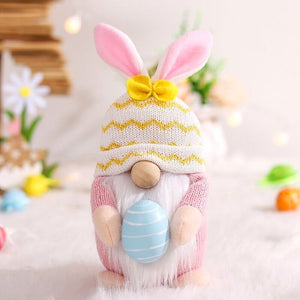 Stuffed Easter Gnome Holding Easter Egg Shelf Sitter