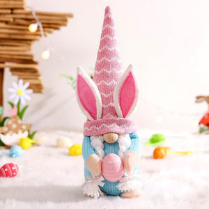 Stuffed Easter Gnome Holding Easter Egg Shelf Sitter