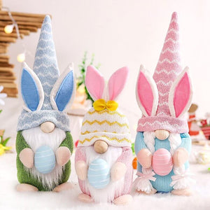 Stuffed Easter Gnome Holding Easter Egg Shelf Sitter