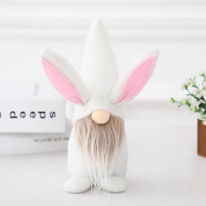 Plush Easter Bunny Rabbit Faceless Gnome - Grey & White