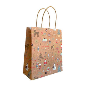 Kraft Paper Vintage Christmas Gift Bag with Handle - Style B