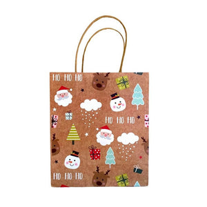 Kraft Paper Vintage Christmas Gift Bag with Handle - Style C