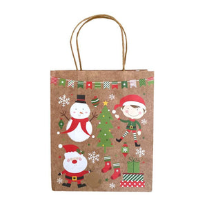 Kraft Paper Vintage Christmas Gift Bag with Handle - Style H