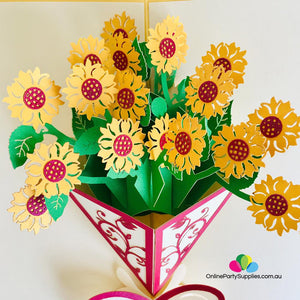 Handmade Sunflower Bouquet 3D Pop Up Card - Online Party Supplies