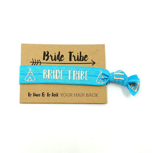 Rose Gold Print Bride Tribe Hair Tie Bridal Wristband for Hen Bachelorette Party Bridesmaids gifts teal