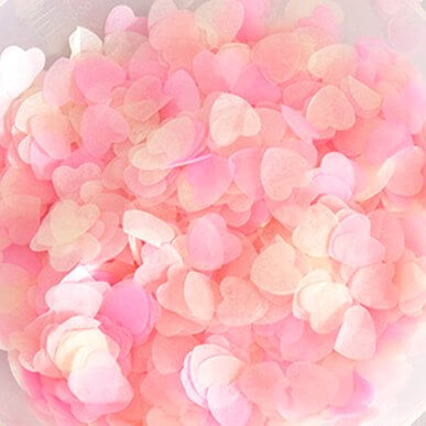 20g Heart Shaped Tissue Paper Confetti Table Scatters - Peach, Baby Pink & Pink