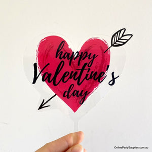 Online Party Supplies Australia Red Happy Valentine's Day Cupid Heart Cake Topper