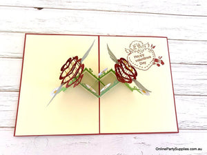 Online Party Supplies Australia Two Red Hearts with Wings 3D Pop Up Valentine's Day Card For her
