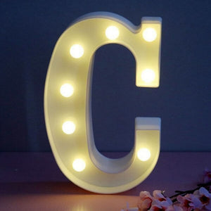 LED Light Up Alphabet Letter & Number Sign - Warm White, Battery Operated letter C