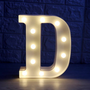 LED Light Up Alphabet Letter & Number Sign - Warm White, Battery Operated letter D