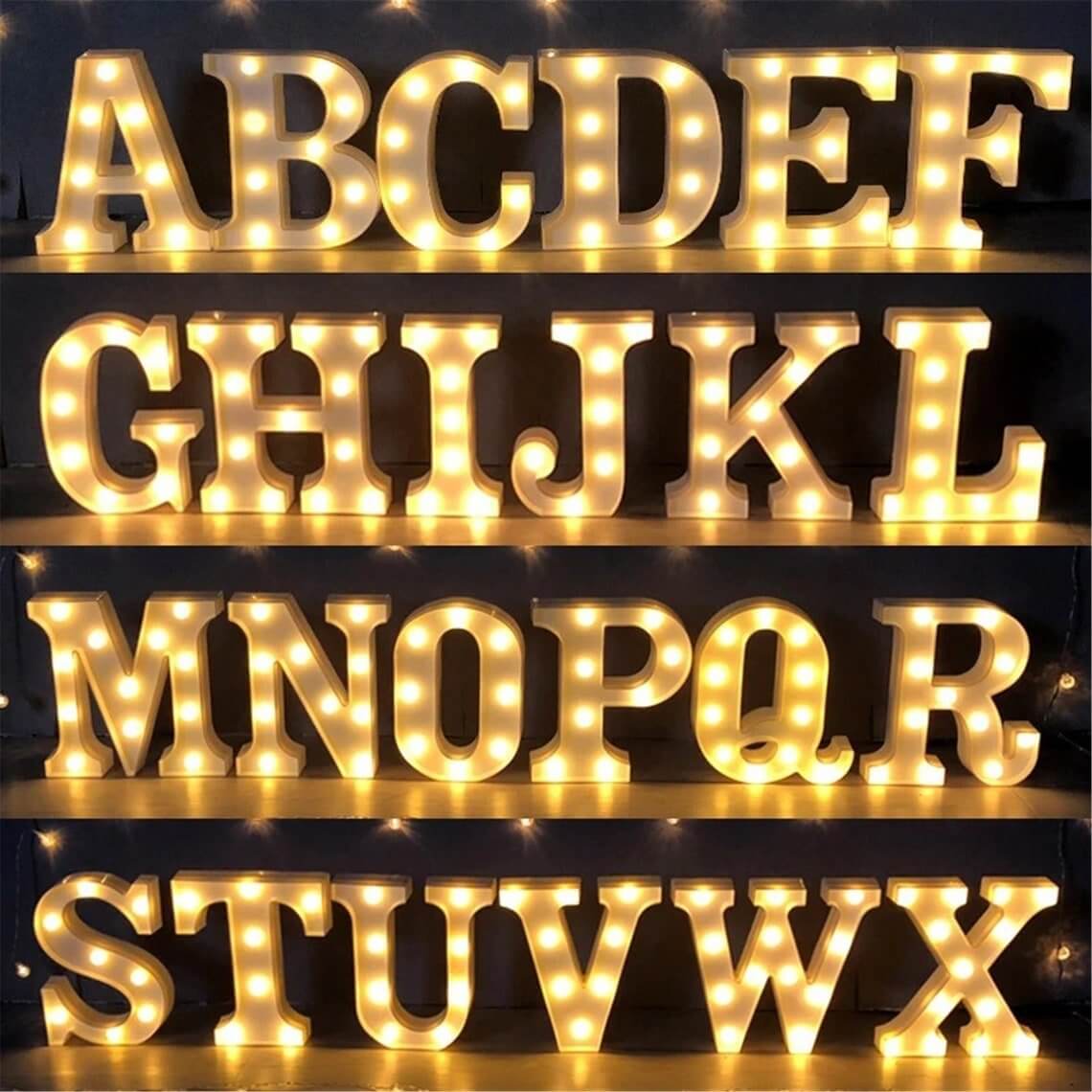 LED Light Up Alphabet Letter & Number Sign - Warm White, Battery Operated