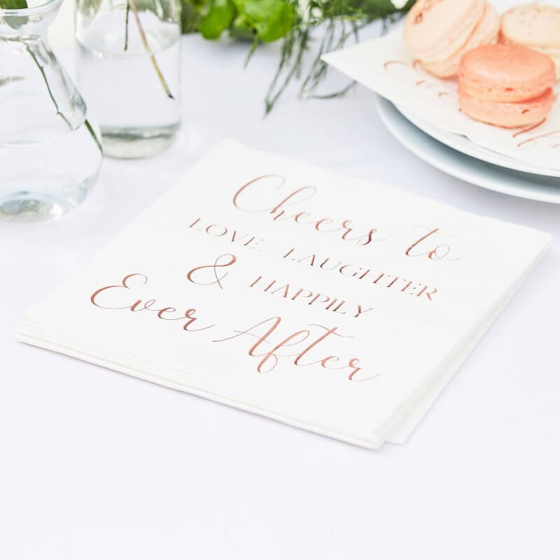 Ginger Ray Botanical Wedding Cheers To Love, Laughter & Happily Ever After Napkins