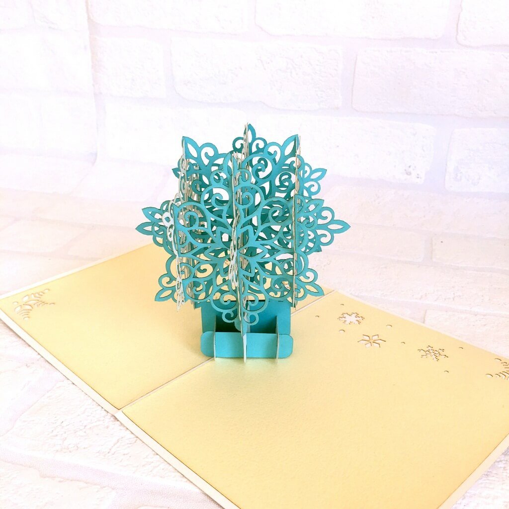 Handmade White & Blue Christmas Snowflake Pop Up Card - Pop Up Christmas Cards