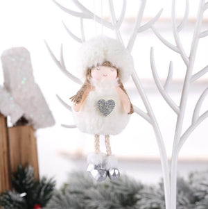 Wooden Christmas Angel Doll Xmas Tree Hanging Ornament - white
