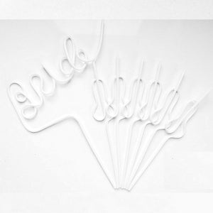 Naugty Hen Party White Swirly Penis & Bride Straws 7 Pack