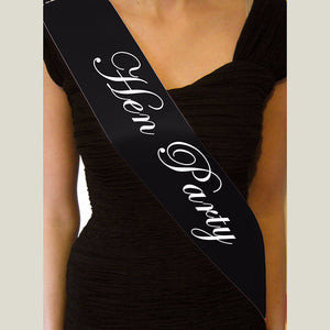 Online Party Supplies Australia Black 'Hen Party' Bachelorette Party Satin Sash
