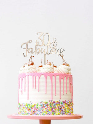 Wooden '30 & Fabulous' Thirtieth birthday party Cake Topper