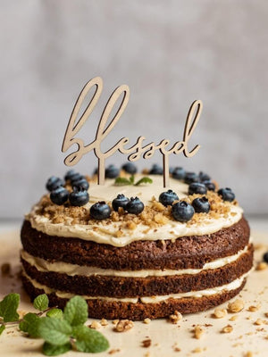 Wooden Blessed Cake Topper - Christening / Baptism / Baby Shower Cake Decorations