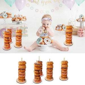 Wooden Party Donut Stacker Free Stand bridal shower baby shower decorations