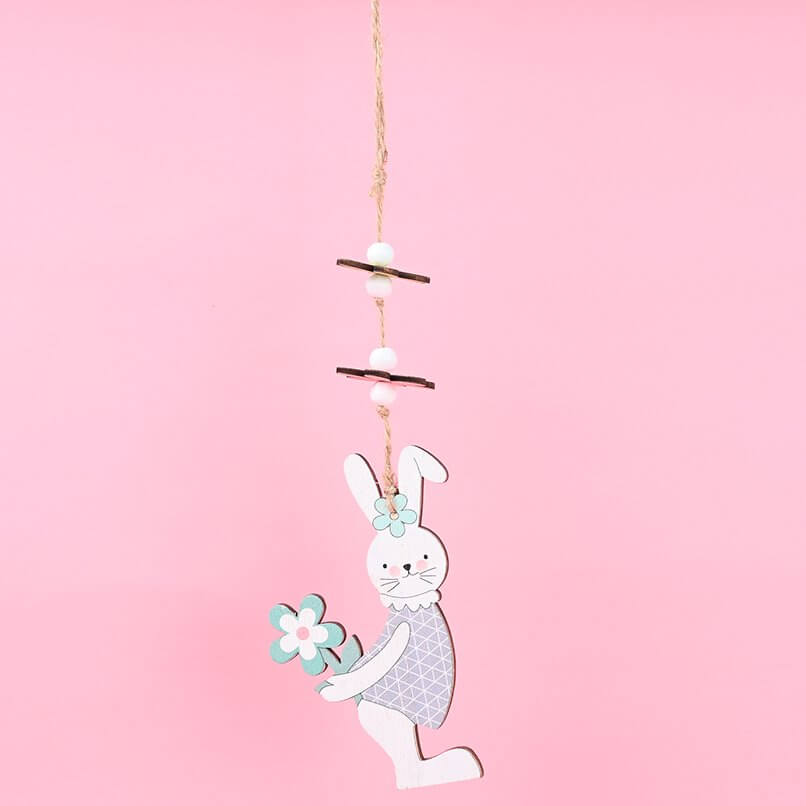 Wooden Easter Bunny Rabbit Hanging Ornament