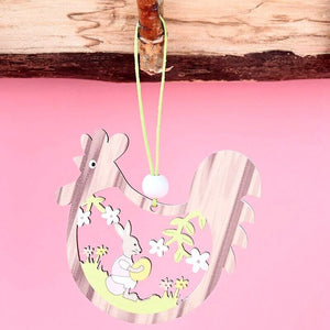 Wooden Easter Chicken Hanging Ornament Pendant 2 Pack