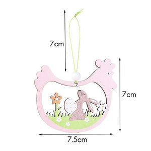 Wooden Easter Chicken Hanging Ornament Pendant 2 Pack
