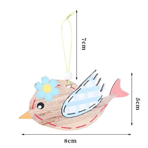 Wooden Easter Flying Bird Hanging Ornament Pendant 2 Pack