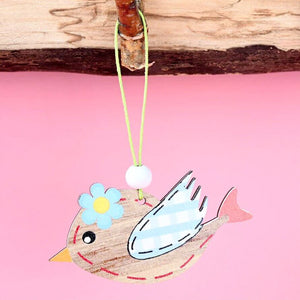 Wooden Easter Flying Bird Hanging Ornament Pendant 2 Pack