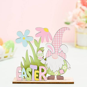 Wooden Easter Rabbit Gnome Shelf Sitter Ornament