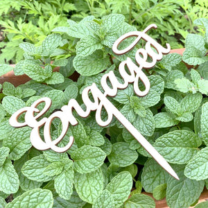 Wooden 'Engaged' Bridal Shower Cake Topper