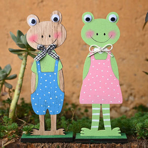 Wooden Green Standing Easter Frog Shelf Sitter - Easter Themed Party Supplies, Accessories, and Paper Decorations