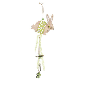 Wooden Floral Easter Rabbit Hanging Ornament green