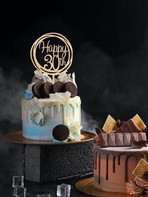 Online Party Supplies Australia Wooden Geometric Circle Happy 30th Birthday Cake Topper