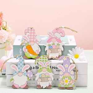 Wooden Easter Rabbit Gnome Hanging Ornament