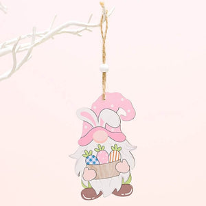 Wooden Easter Rabbit Gnome Hanging Ornament