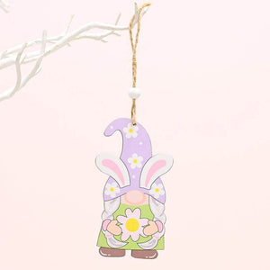 Wooden Easter Rabbit Gnome Hanging Ornament