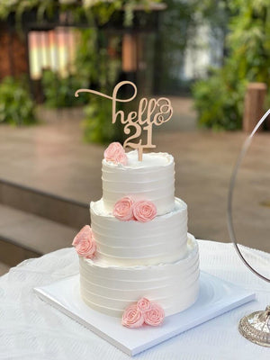 Laser Cut Wooden Hello 21 Birthday Cake Topper - happy twenty one 21st birthday