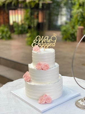 Online Party Supplies Australia wooden we're engaged diamond ring wedding cake topper