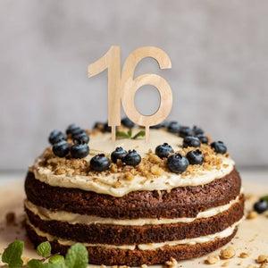 Wooden Number 16 birthday Cake Topper