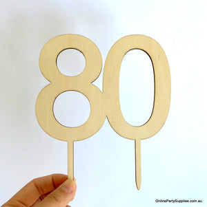 Wooden number 80 happy 80th eighty birthday Cake Topper