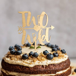 Wooden Two Wild Arrow 2nd Birthday Party Cake Topper