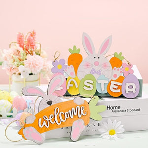 Wooden Easter Bunny Rabbit Door Hanging Ornament