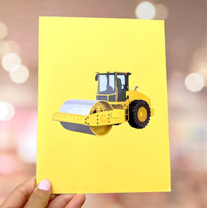 Handmade Premium Bulldozer Truck 3D Pop Up Card