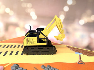 Handmade Premium Excavator Truck 3D Pop Up Card