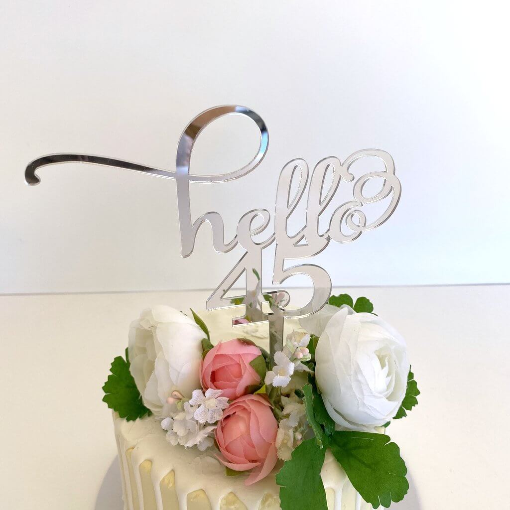 Silver Mirror Cake Toppers