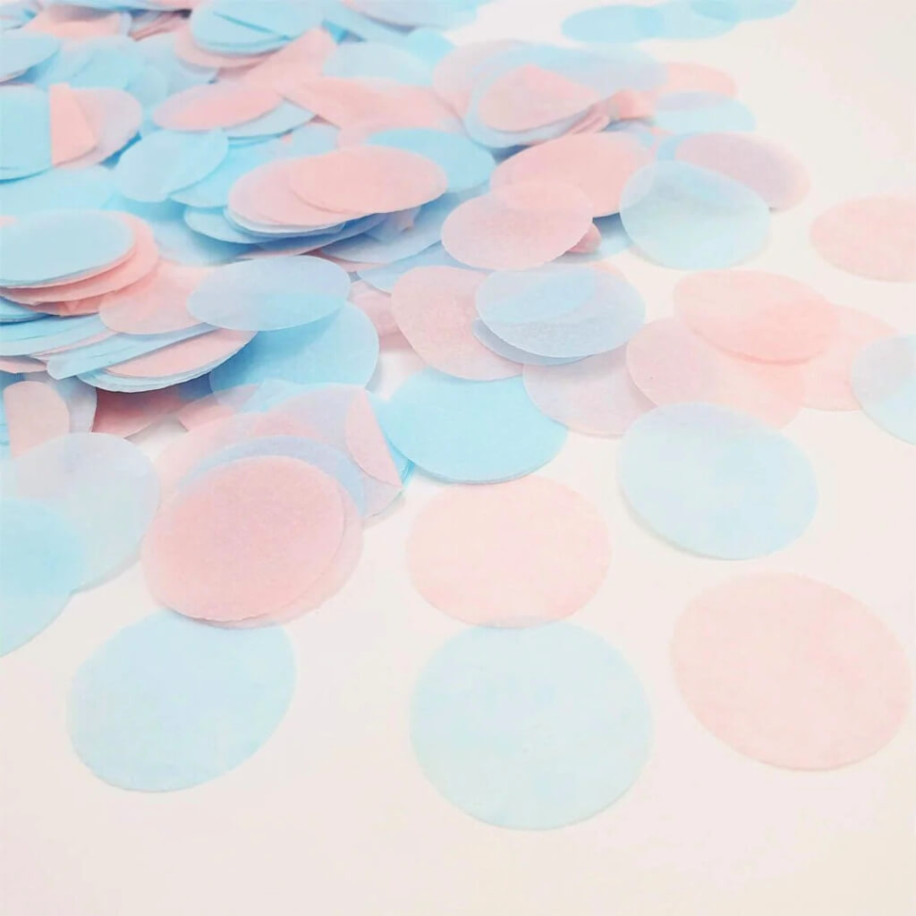 Baby Pink & Blue Round Paper Confetti 20g