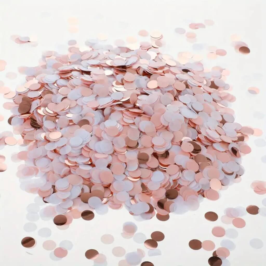 White, Baby Pink & Rose Gold Round Paper Confetti 20g
